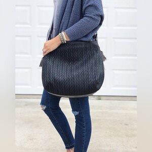 Stella & Dot Braided Zip Top Hobo Bag